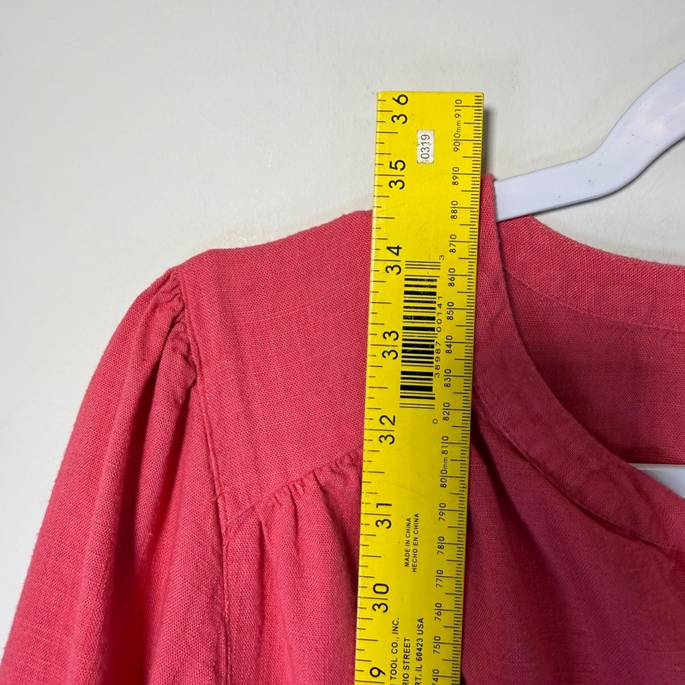 J. Jill Shirt Dress Women M Petite Coral Pink Excellent Linen Button Smocked - Picture 5 of 7
